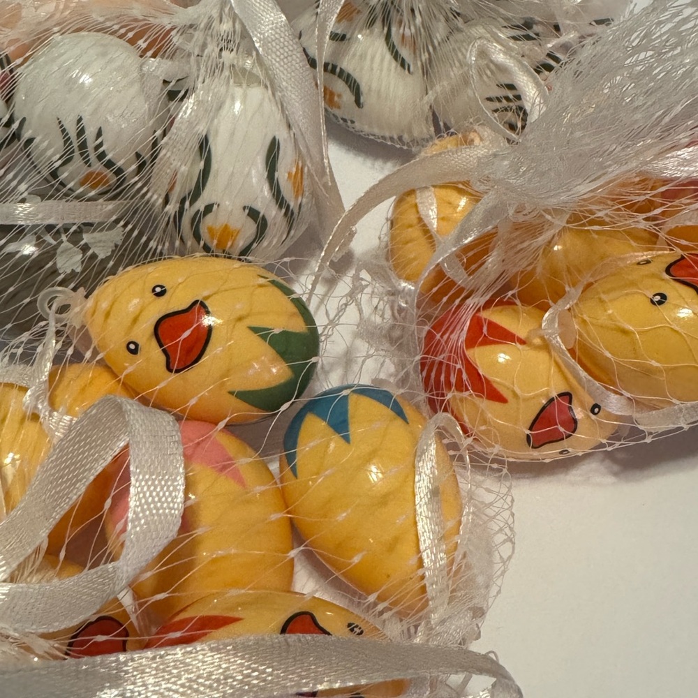 Cute Yellow Chick and Flower Printed Easter Ornaments